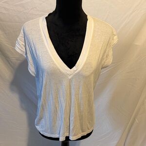 Express Classic White V-Neck Women's Top